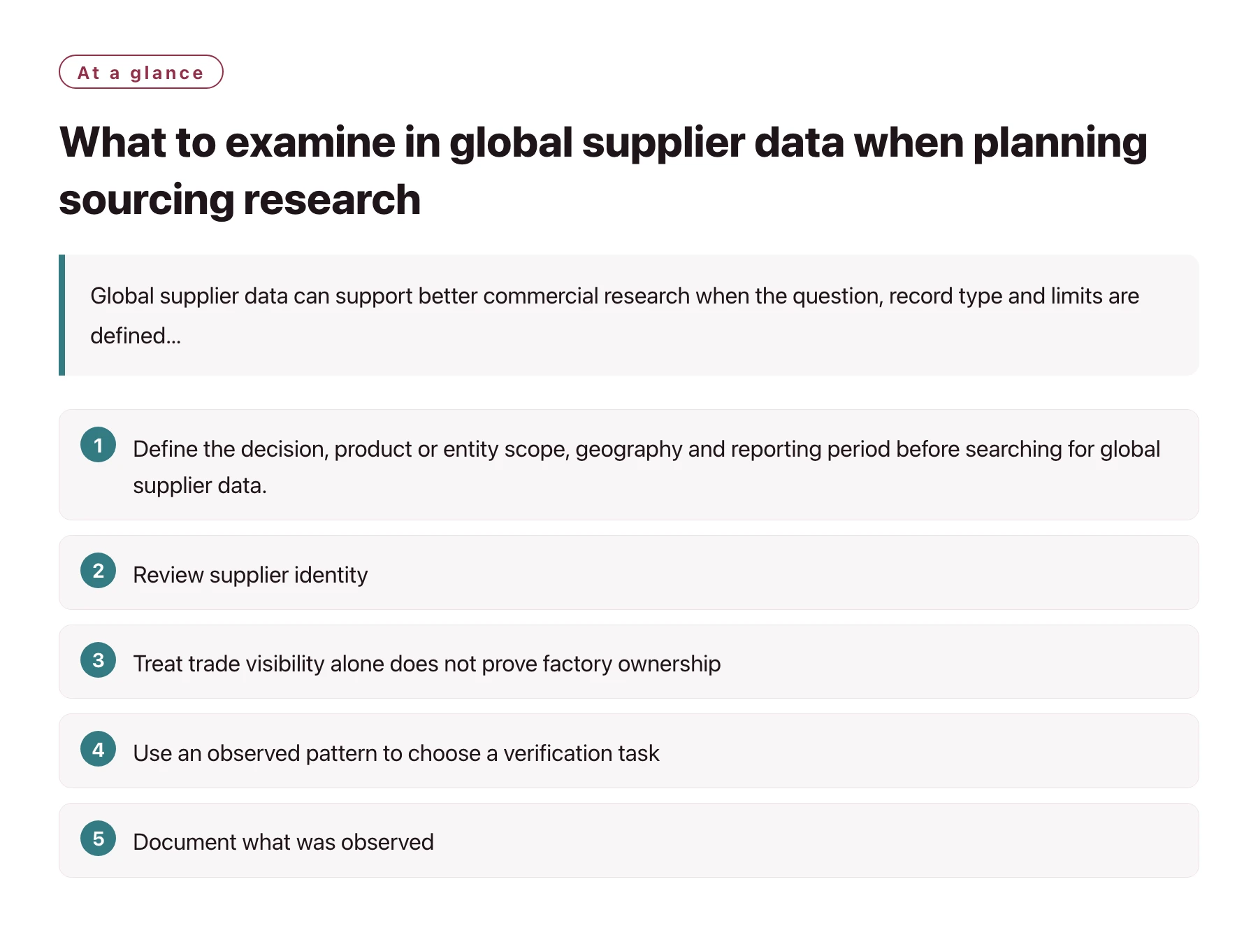 What to examine in global supplier data when planning sourcing research——全文要点速览